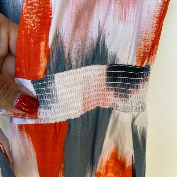 EUC SIMPLY VERA WANG Round Neck, Cinched Waist, Bow-Orange, B & W Sundress MED - Picture 3 of 14